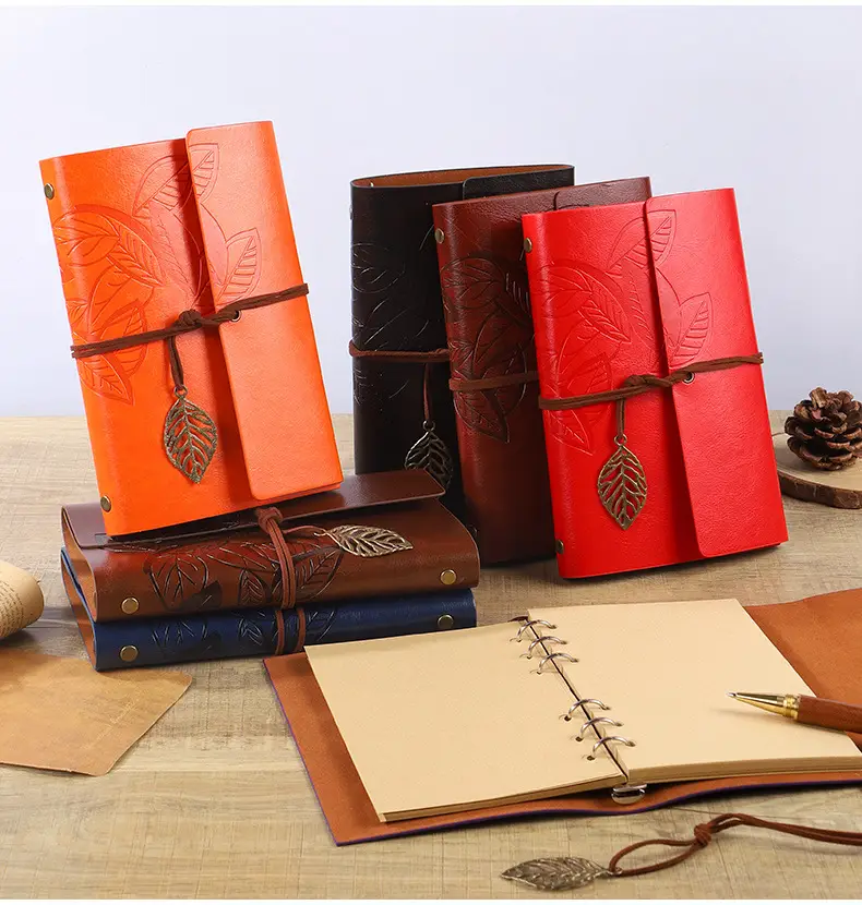 Green Vintage Leaf Notebook A6 A7 Strap — feature 21
