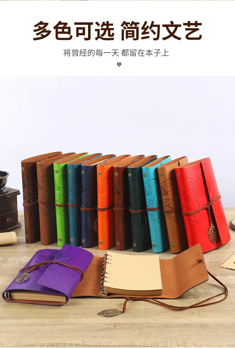 Green Vintage Leaf Notebook A6 A7 Strap — feature 5