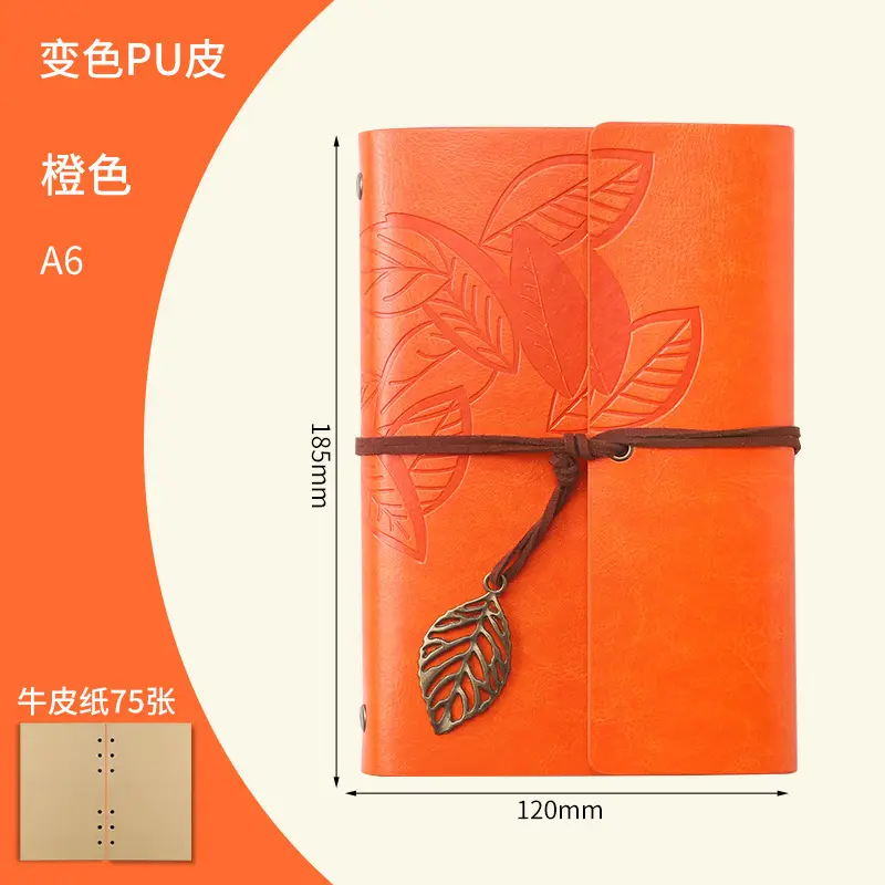 Green Vintage Leaf Notebook A6 A7 Strap - Image 11
