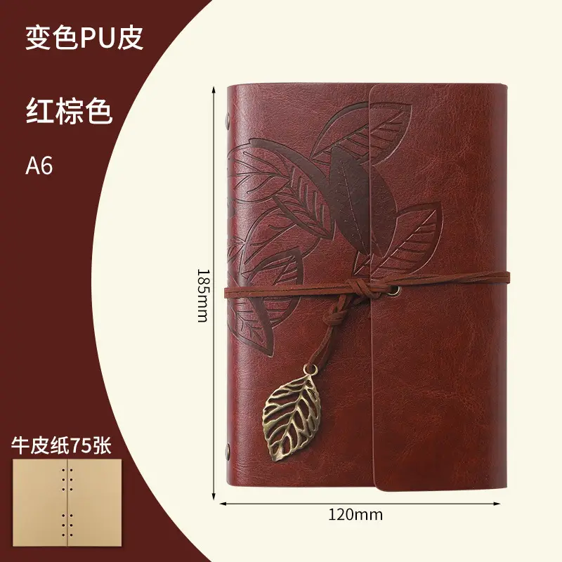 Green Vintage Leaf Notebook A6 A7 Strap - Image 12