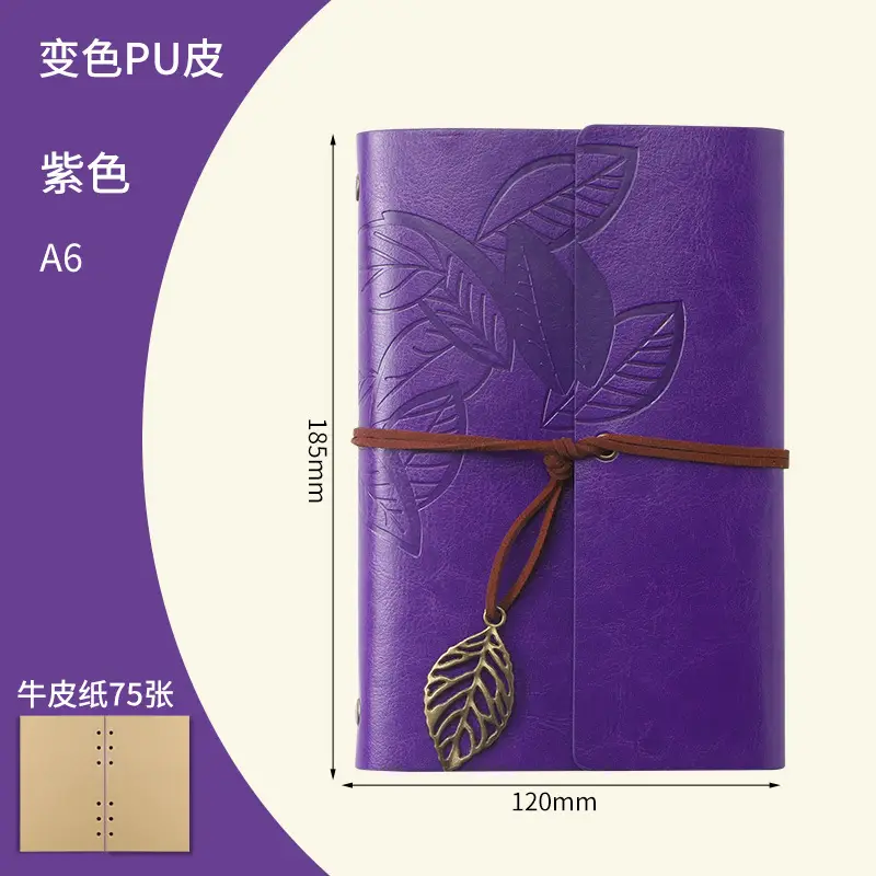 Green Vintage Leaf Notebook A6 A7 Strap - Image 13