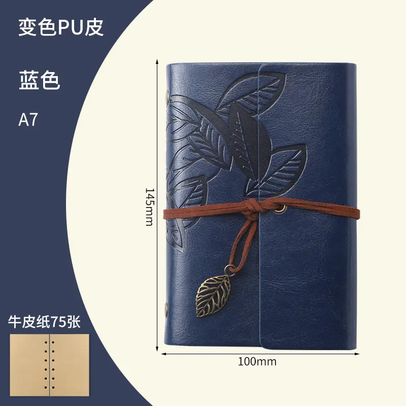 Green Vintage Leaf Notebook A6 A7 Strap - Image 14