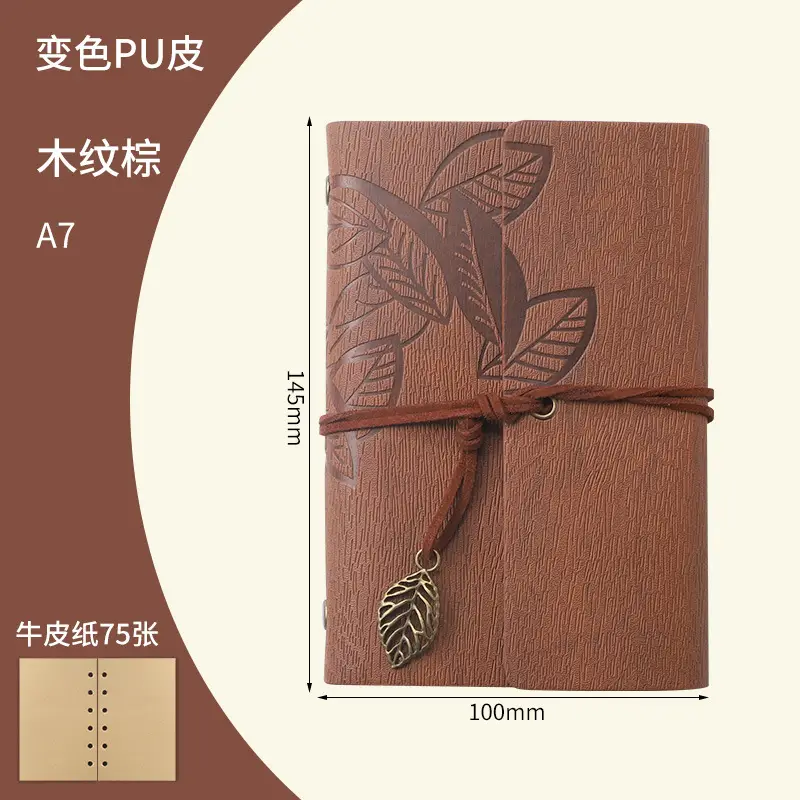 Green Vintage Leaf Notebook A6 A7 Strap - Image 15
