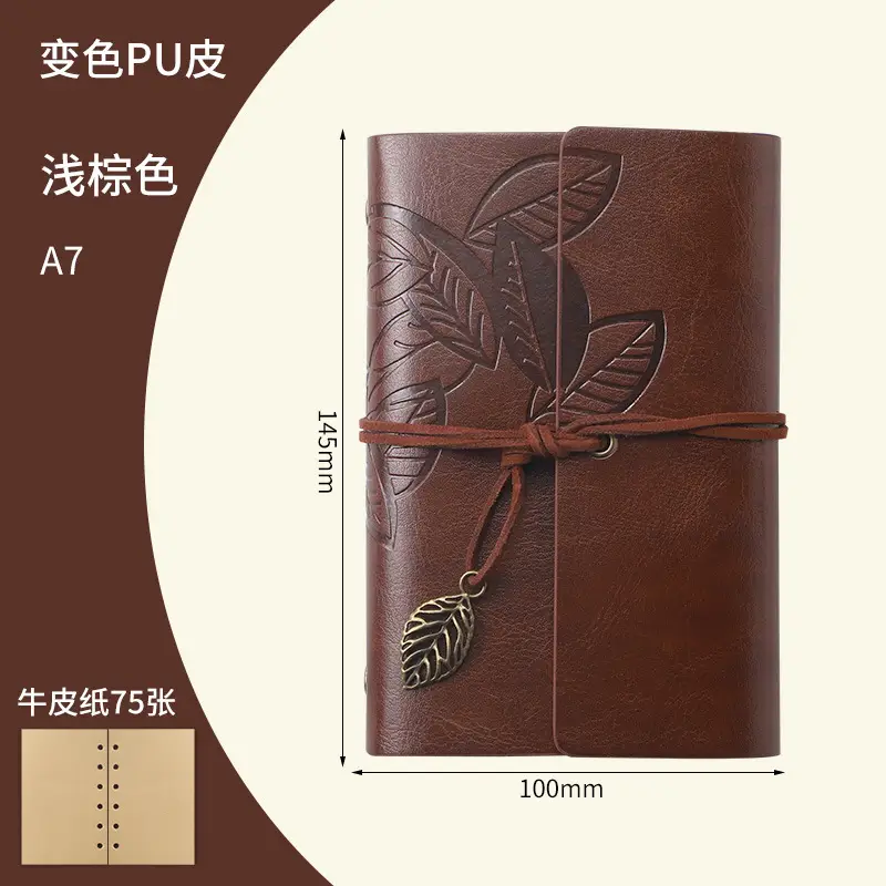 Green Vintage Leaf Notebook A6 A7 Strap - Image 16