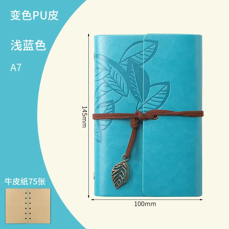 Green Vintage Leaf Notebook A6 A7 Strap - Image 17