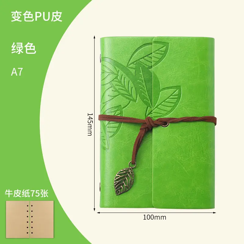 Green Vintage Leaf Notebook A6 A7 Strap - Image 18