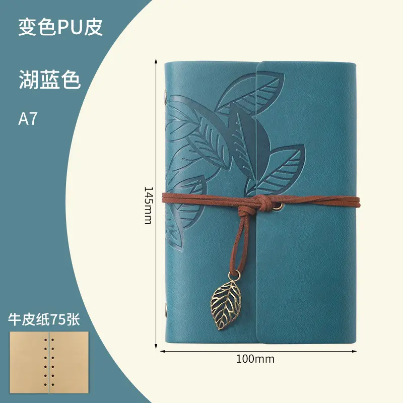 Green Vintage Leaf Notebook A6 A7 Strap - Image 20