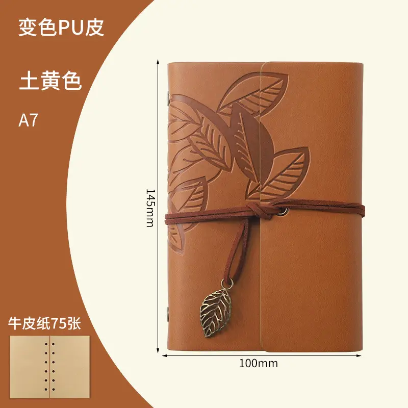 Green Vintage Leaf Notebook A6 A7 Strap - Image 21