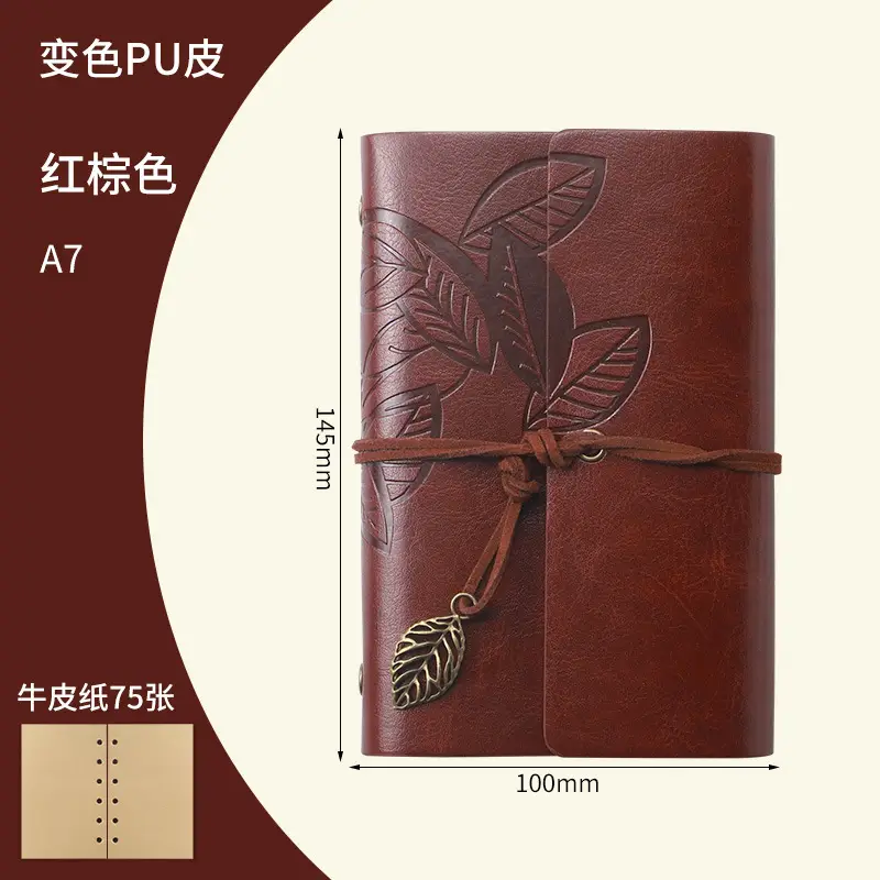Green Vintage Leaf Notebook A6 A7 Strap - Image 25