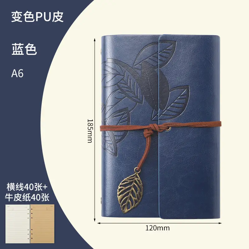 Green Vintage Leaf Notebook A6 A7 Strap - Image 27