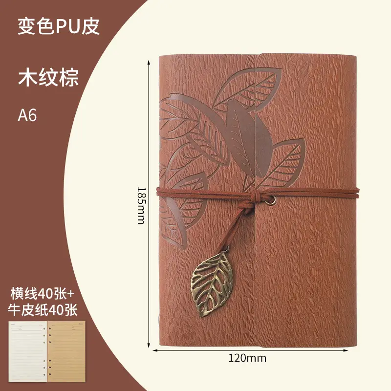 Green Vintage Leaf Notebook A6 A7 Strap - Image 28