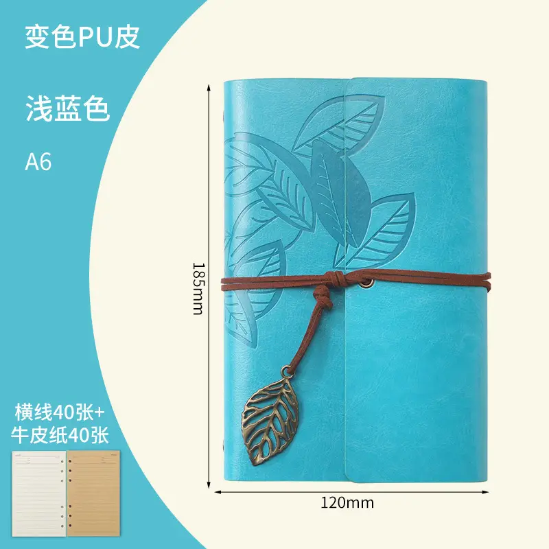 Green Vintage Leaf Notebook A6 A7 Strap - Image 30