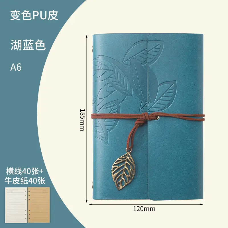 Green Vintage Leaf Notebook A6 A7 Strap - Image 33