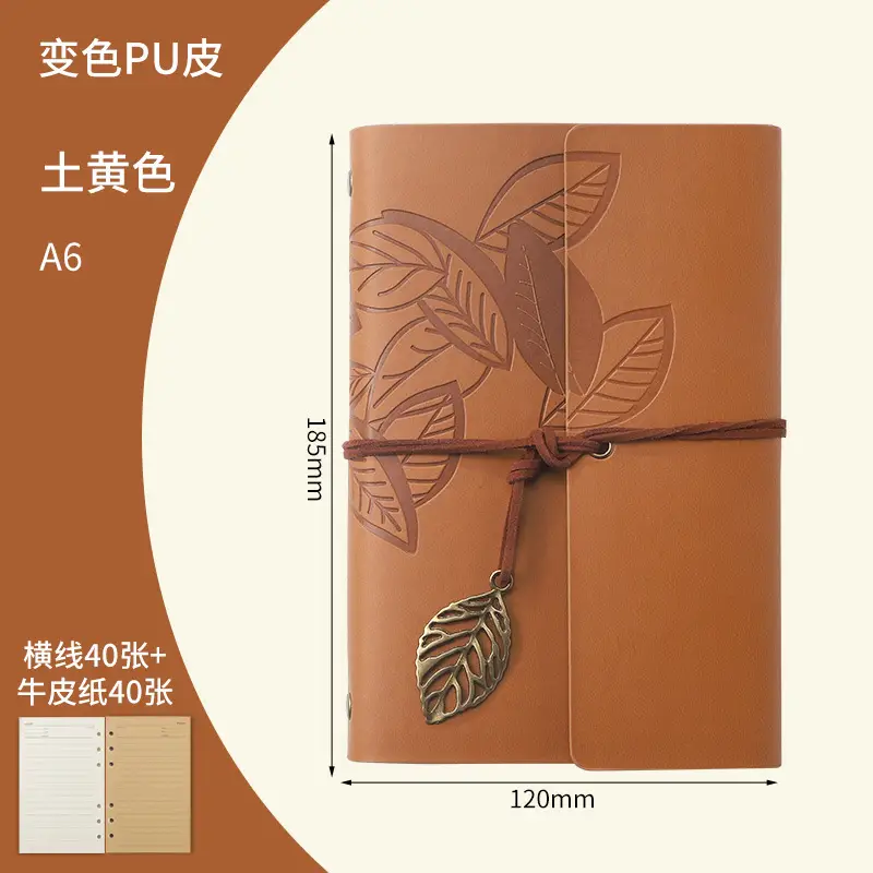 Green Vintage Leaf Notebook A6 A7 Strap - Image 34