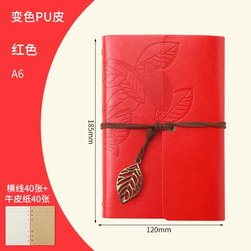 Green Vintage Leaf Notebook A6 A7 Strap - Image 36
