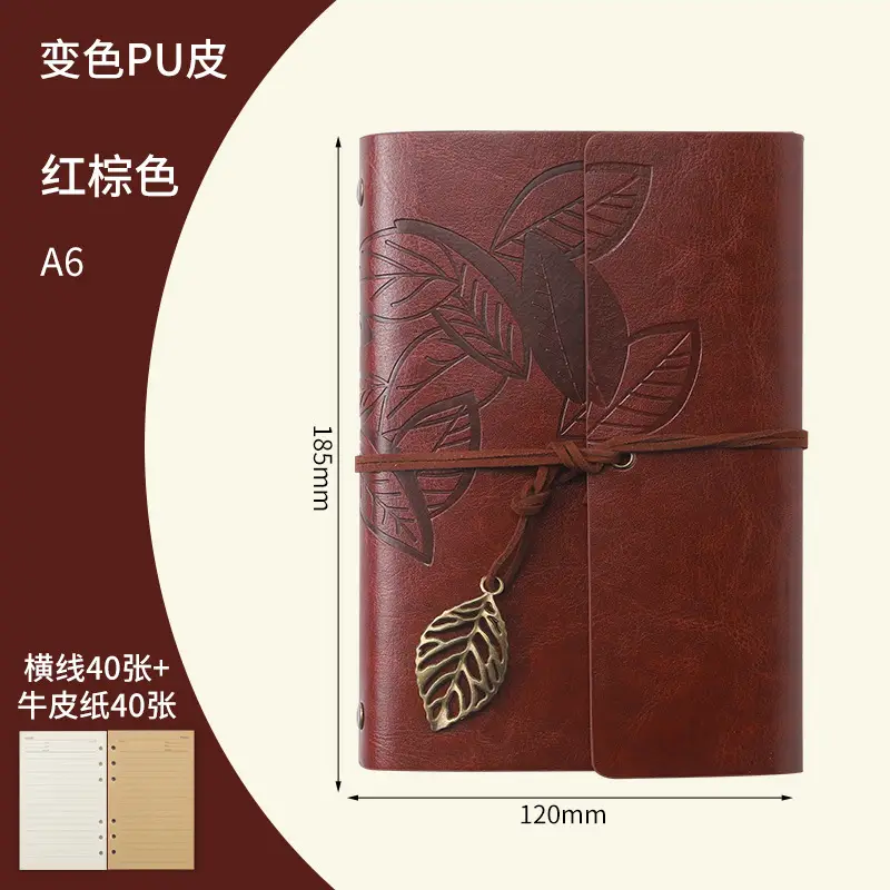 Green Vintage Leaf Notebook A6 A7 Strap - Image 38
