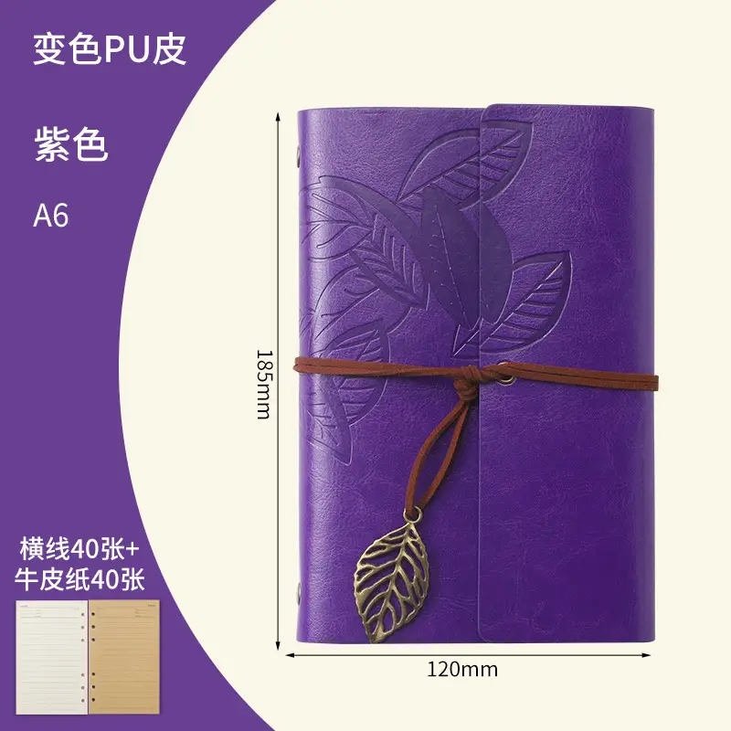 Green Vintage Leaf Notebook A6 A7 Strap - Image 39