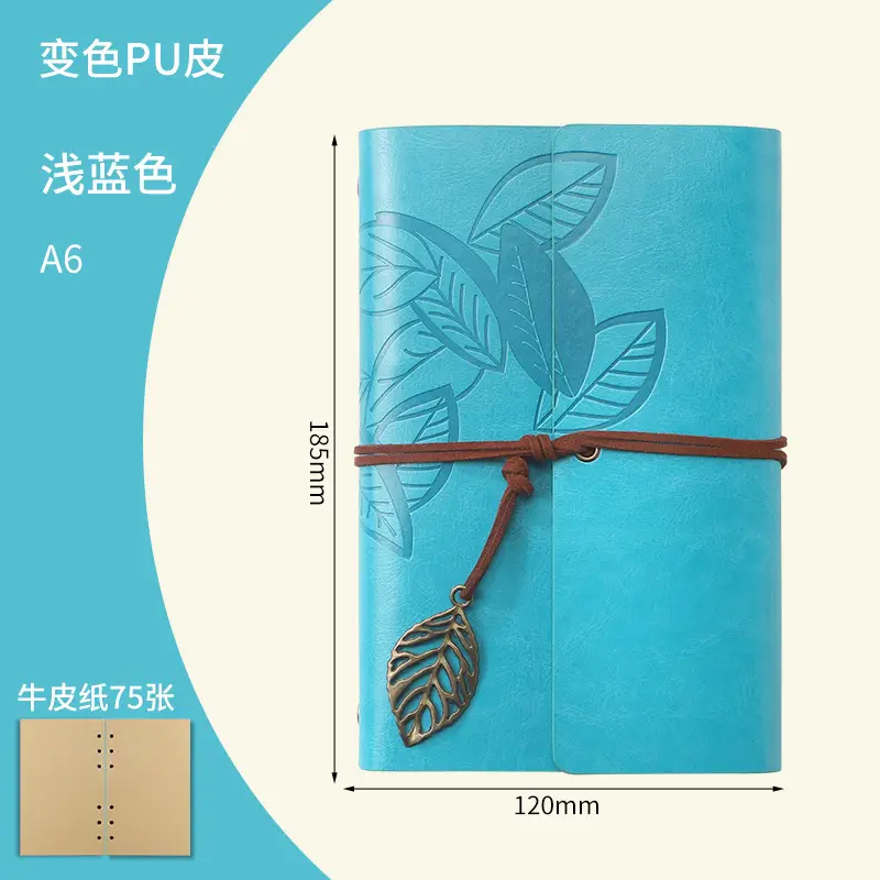 Green Vintage Leaf Notebook A6 A7 Strap - Image 4