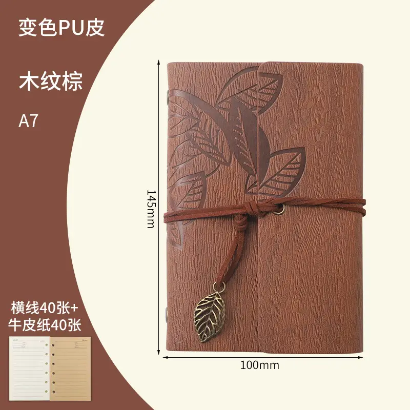 Green Vintage Leaf Notebook A6 A7 Strap - Image 41