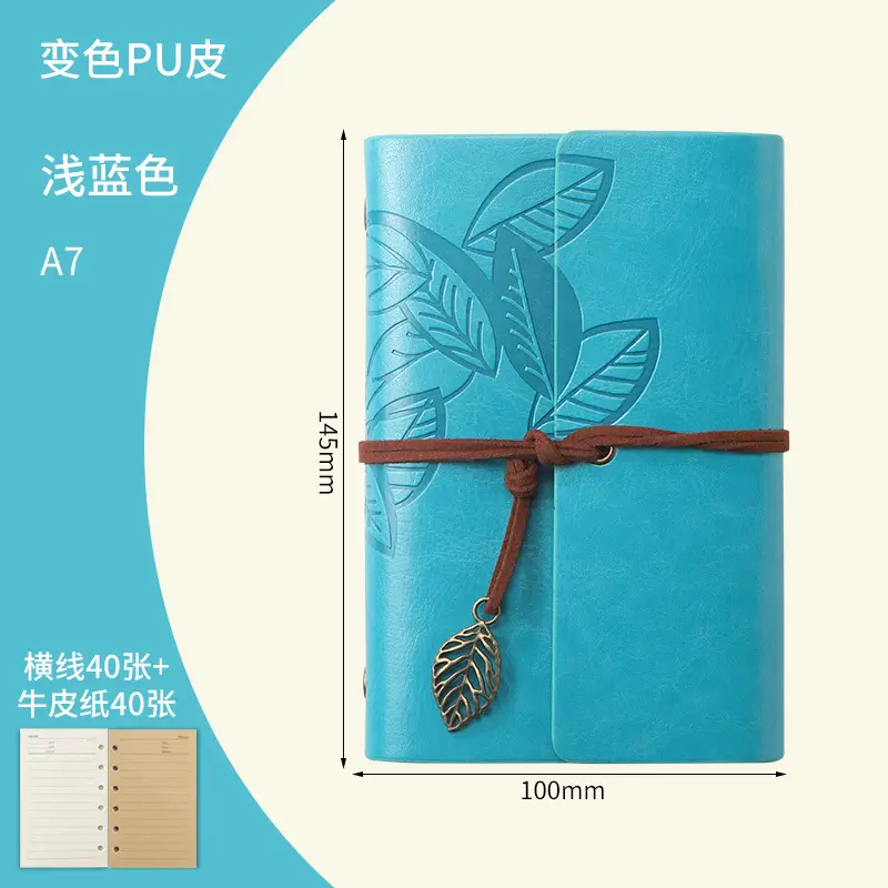 Green Vintage Leaf Notebook A6 A7 Strap - Image 43