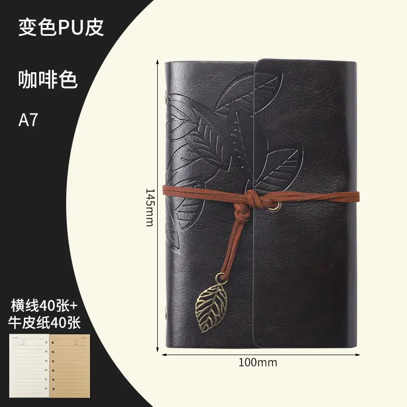 Green Vintage Leaf Notebook A6 A7 Strap - Image 45