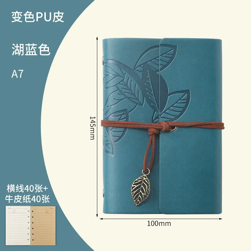 Green Vintage Leaf Notebook A6 A7 Strap - Image 46