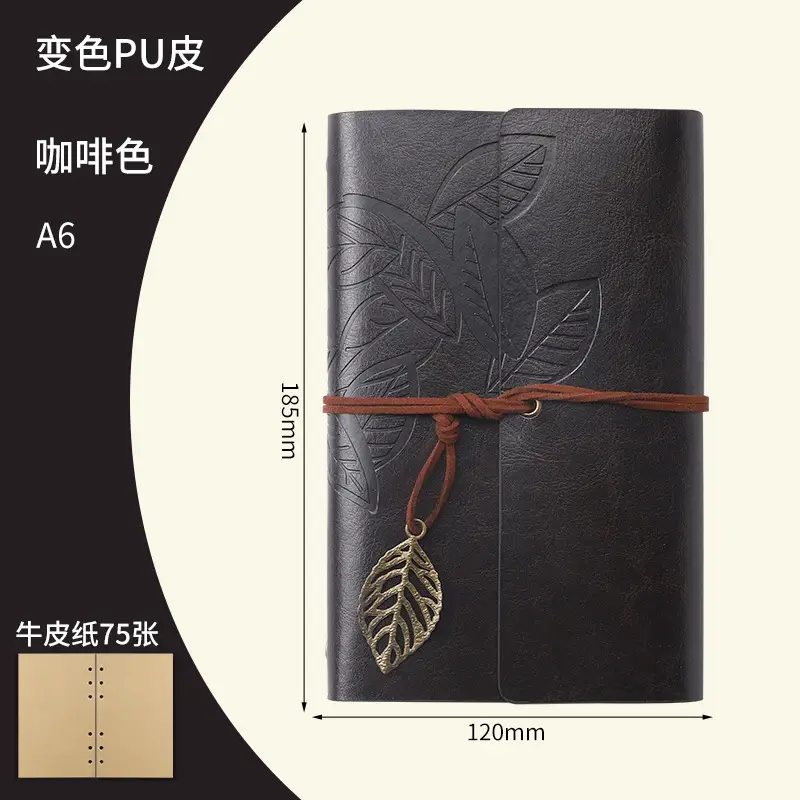 Green Vintage Leaf Notebook A6 A7 Strap - Image 6
