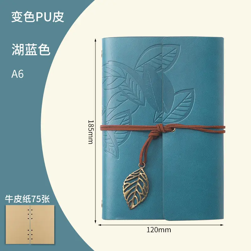 Green Vintage Leaf Notebook A6 A7 Strap - Image 7
