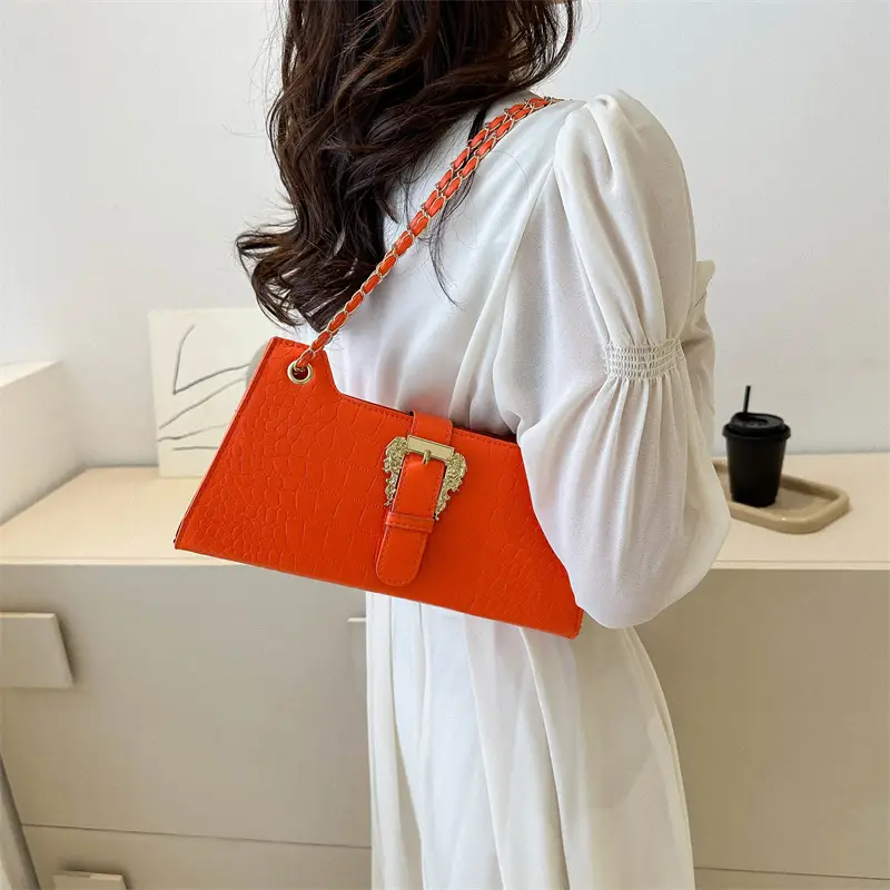Black Crocodile Leather Shoulder Bag for Women - Image 7