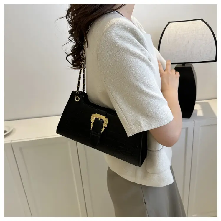 Black Crocodile Leather Shoulder Bag for Women — feature 23