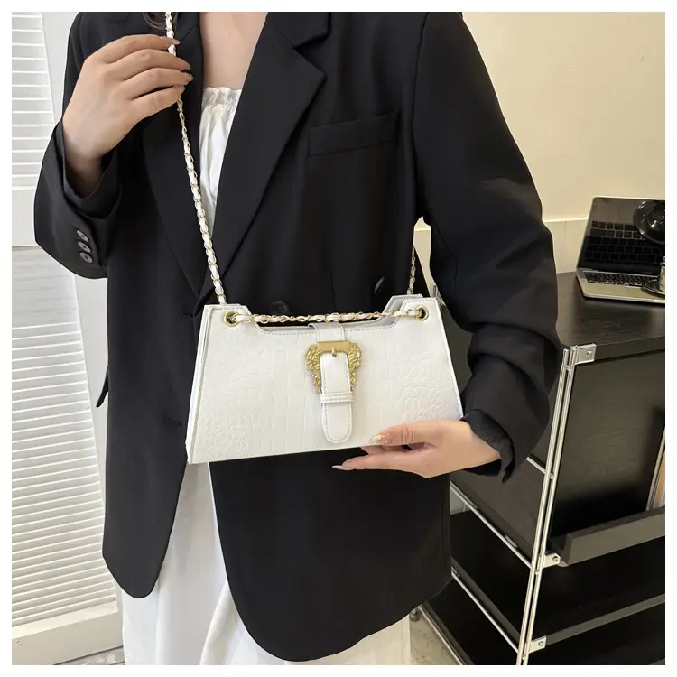 Black Crocodile Leather Shoulder Bag for Women — feature 27
