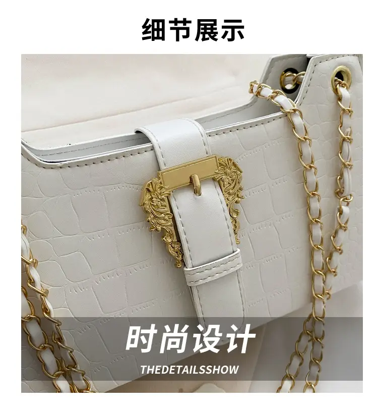 Black Crocodile Leather Shoulder Bag for Women — feature 3