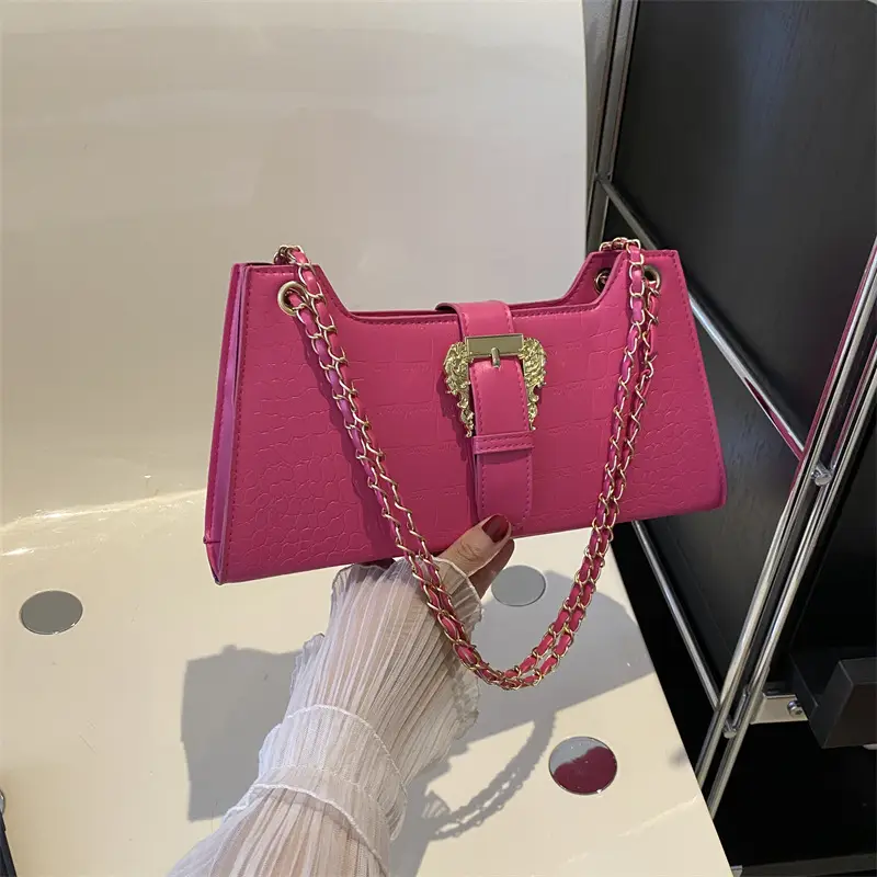 Black Crocodile Leather Shoulder Bag for Women - Image 3