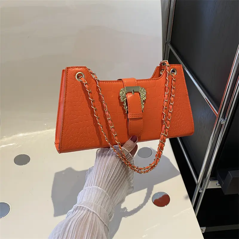 Black Crocodile Leather Shoulder Bag for Women - Image 4