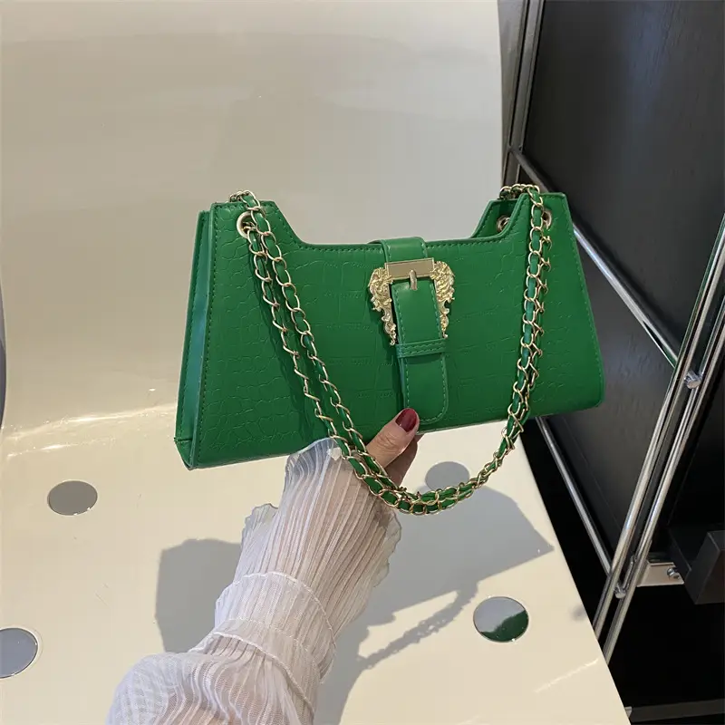 Black Crocodile Leather Shoulder Bag for Women - Image 5