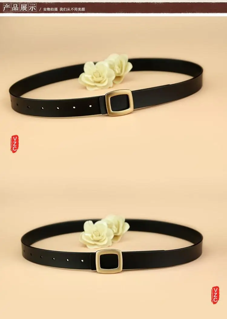 Women's Black Cowhide Belt Small All-Match Fashion โ feature 4
