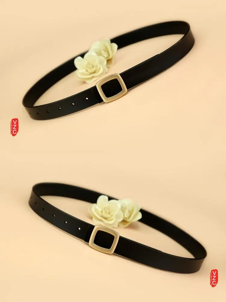 Women's Black Cowhide Belt Small All-Match Fashion โ feature 5