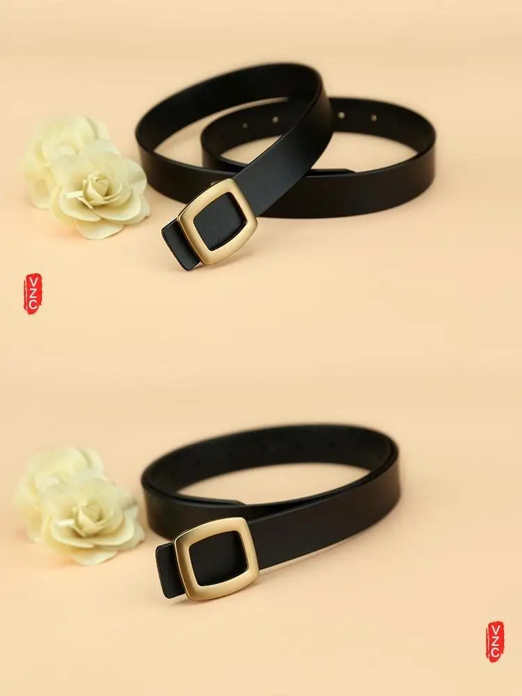 Women's Black Cowhide Belt Small All-Match Fashion โ feature 6