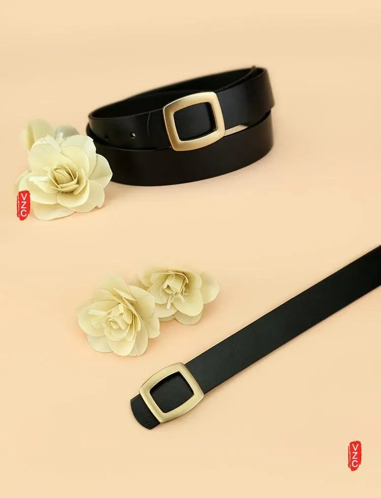 Women's Black Cowhide Belt Small All-Match Fashion โ feature 8