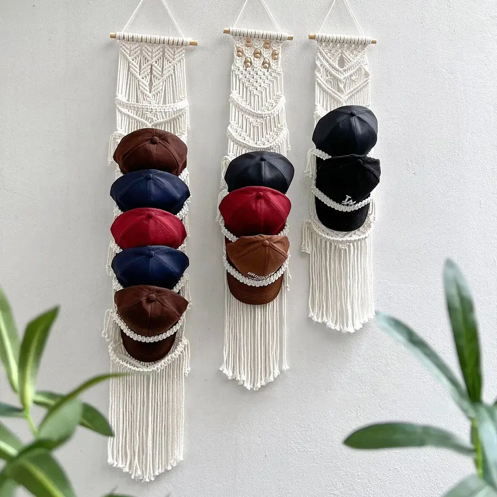 Wall-Mounted Handwoven Hat Rack with Multiple Colors - Image 5
