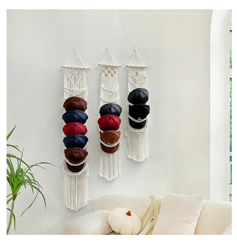 Wall-Mounted Handwoven Hat Rack with Multiple Colors — feature 10