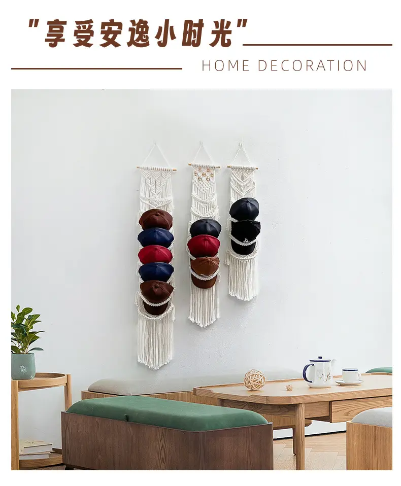Wall-Mounted Handwoven Hat Rack with Multiple Colors — feature 9