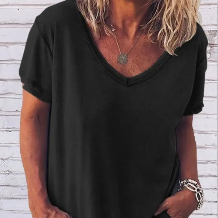 2025 V-Neck T-Shirt Grey Large Summer Wear - Image 9