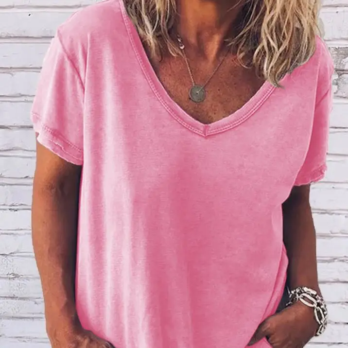 2025 V-Neck T-Shirt Grey Large Summer Wear - Image 10
