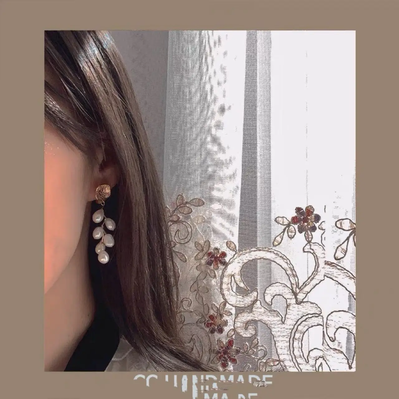 Natural Freshwater Baroque Pearl Pendant Earrings Multi-grain Wheat Silver Pin Earrings All-match Simple Panic Ear Studs for Women - Image 2