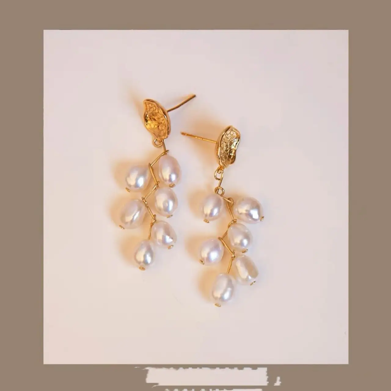 Natural Freshwater Baroque Pearl Pendant Earrings Multi-grain Wheat Silver Pin Earrings All-match Simple Panic Ear Studs for Women - Image 3