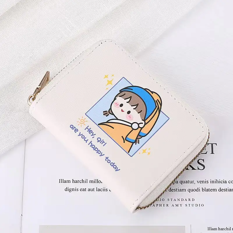 Card Holder Women's Large-Capacity Multi-Functional Storage Bag Girl Version Cartoon Print Anti-Degaussing Organ Card Holder Coin Purse