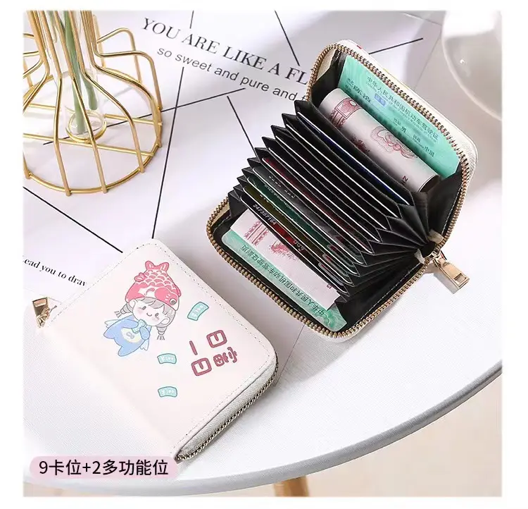 Card Holder Women's Large-Capacity Multi-Functional Storage Bag Girl Version Cartoon Print Anti-Degaussing Organ Card Holder Coin Purse — feature 5