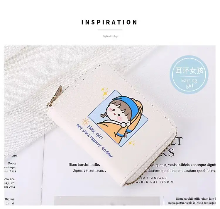 Card Holder Women's Large-Capacity Multi-Functional Storage Bag Girl Version Cartoon Print Anti-Degaussing Organ Card Holder Coin Purse — feature 6