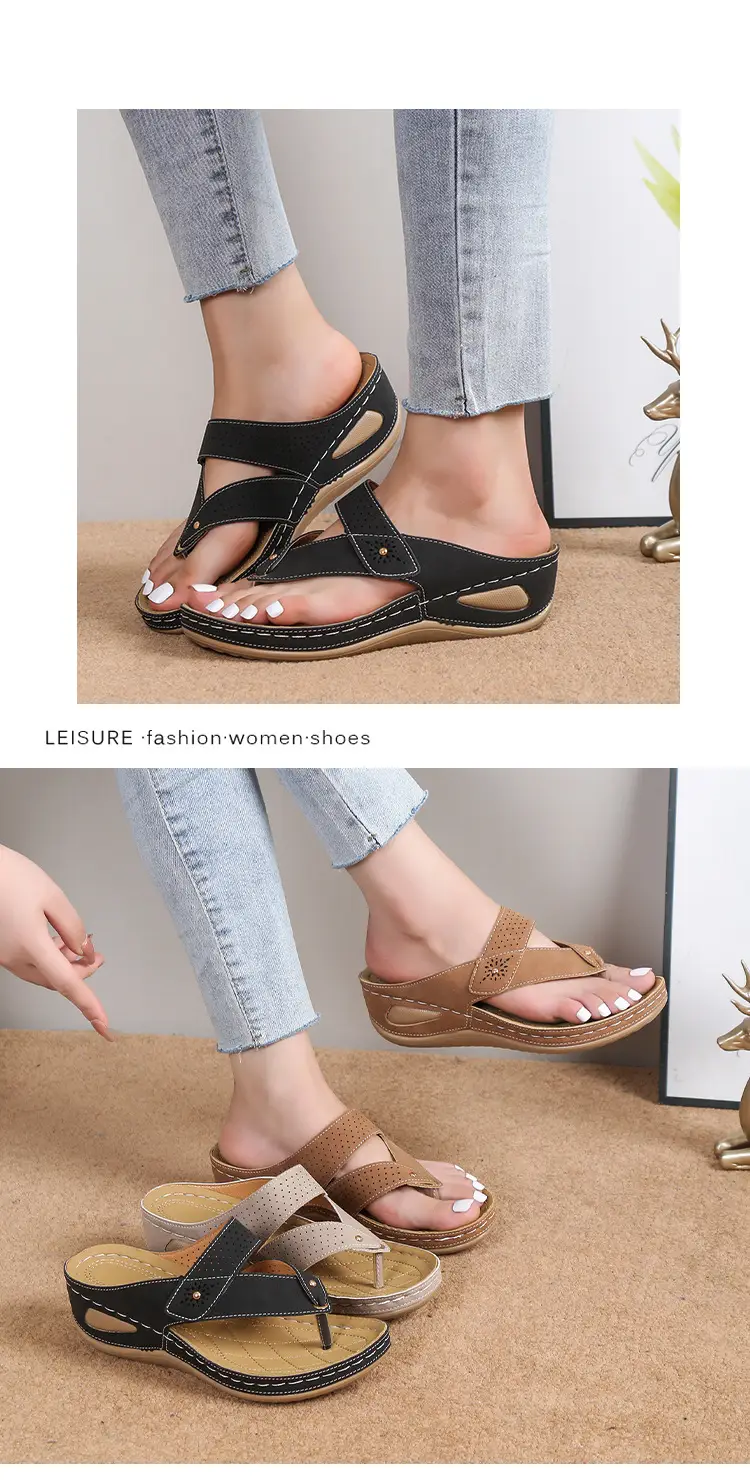 Women Wedge Sandals Summer White Beige — feature 15
